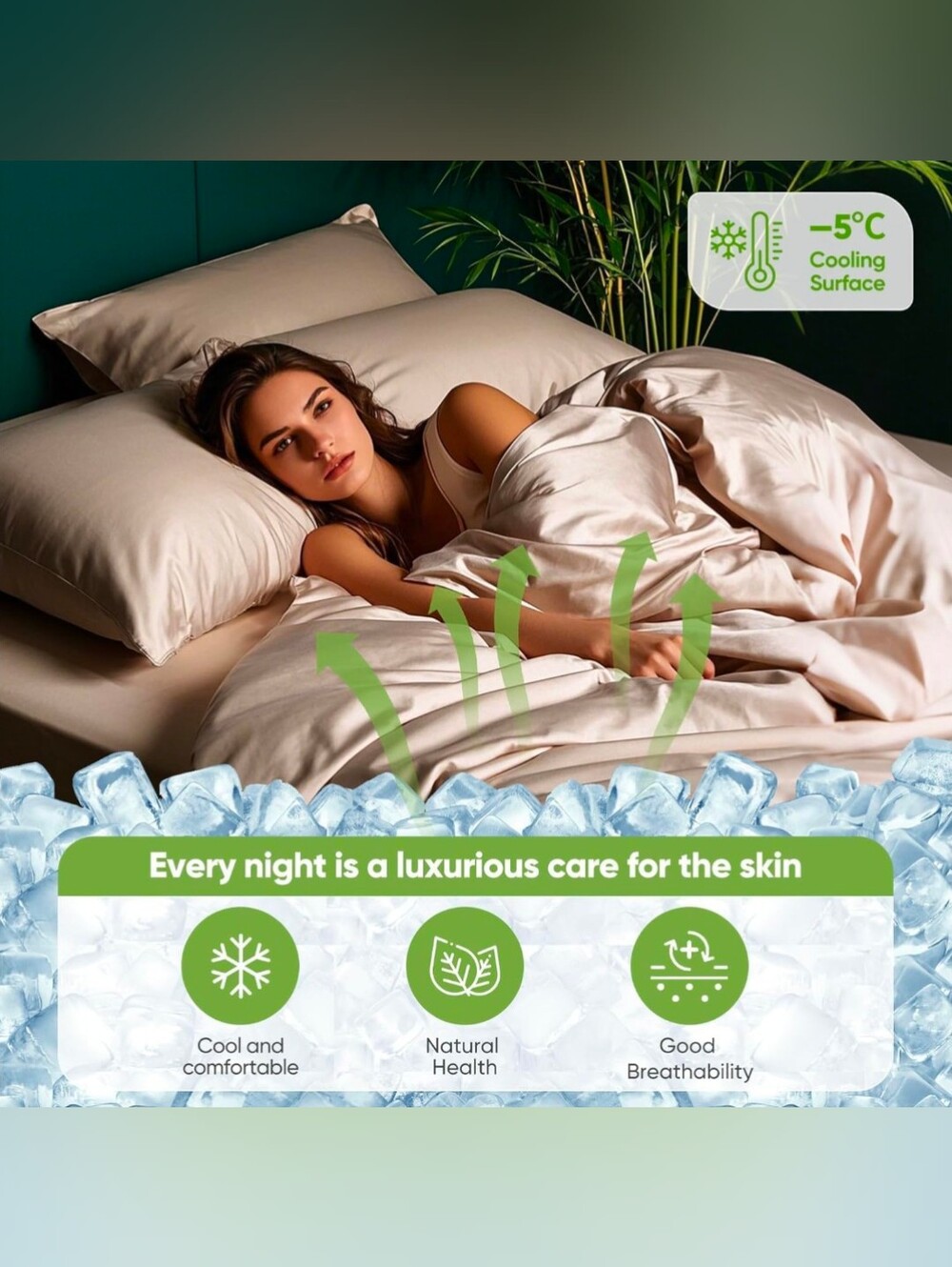 Sheets Set Queen Size - Naturally Cooling for Hot Sleepers In Blush Pink NIB - Picture 4 of 8